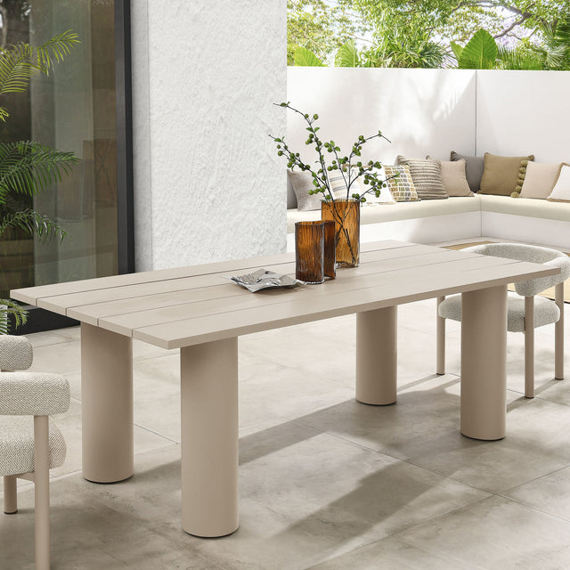 Nautica Taupe Outdoor Patio 87" Rectangular Aluminum Dining Table - Ornate Home
