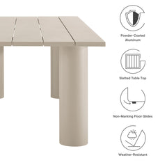 Nautica Taupe Outdoor Patio 87" Rectangular Aluminum Dining Table - Ornate Home