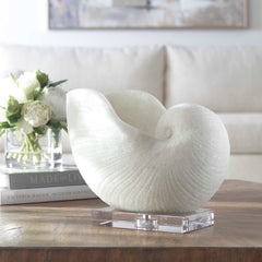 Nautilus Shell White Sculpture - Ornate Home