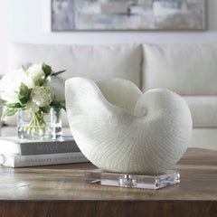 Nautilus Shell White Sculpture - Ornate Home
