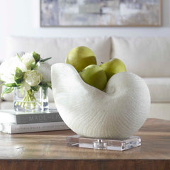 Nautilus Shell White Sculpture - Ornate Home