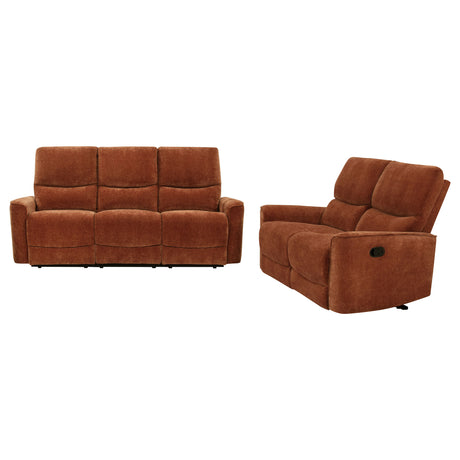 Navarro Burnt Orange 2-piece Upholstered Reclining Sofa Set - Ornate Home