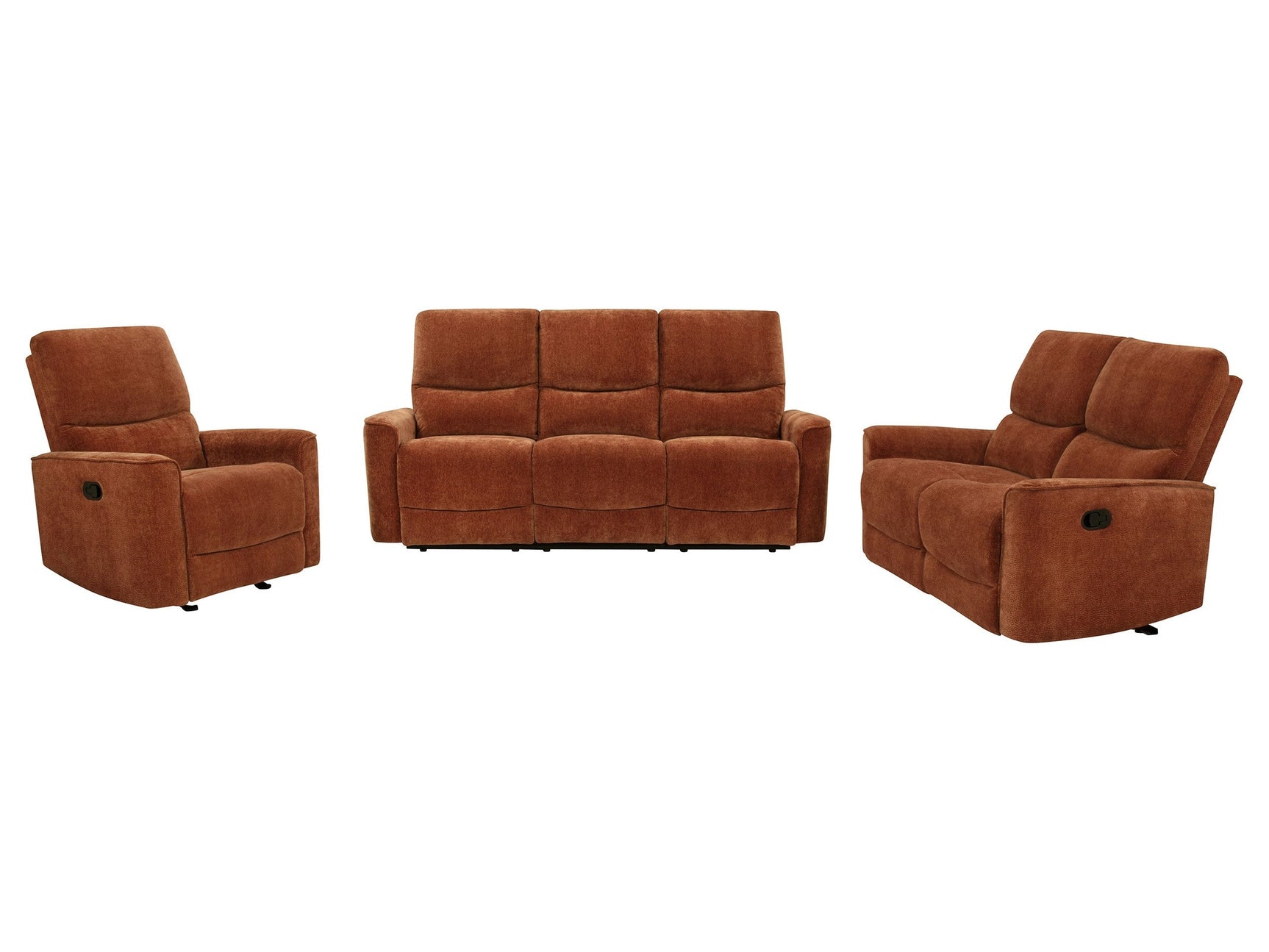 Navarro Burnt Orange 3-piece Upholstered Reclining Sofa Set - Ornate Home