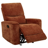Navarro Burnt Orange Chenille Upholstered Glider Recliner - Ornate Home