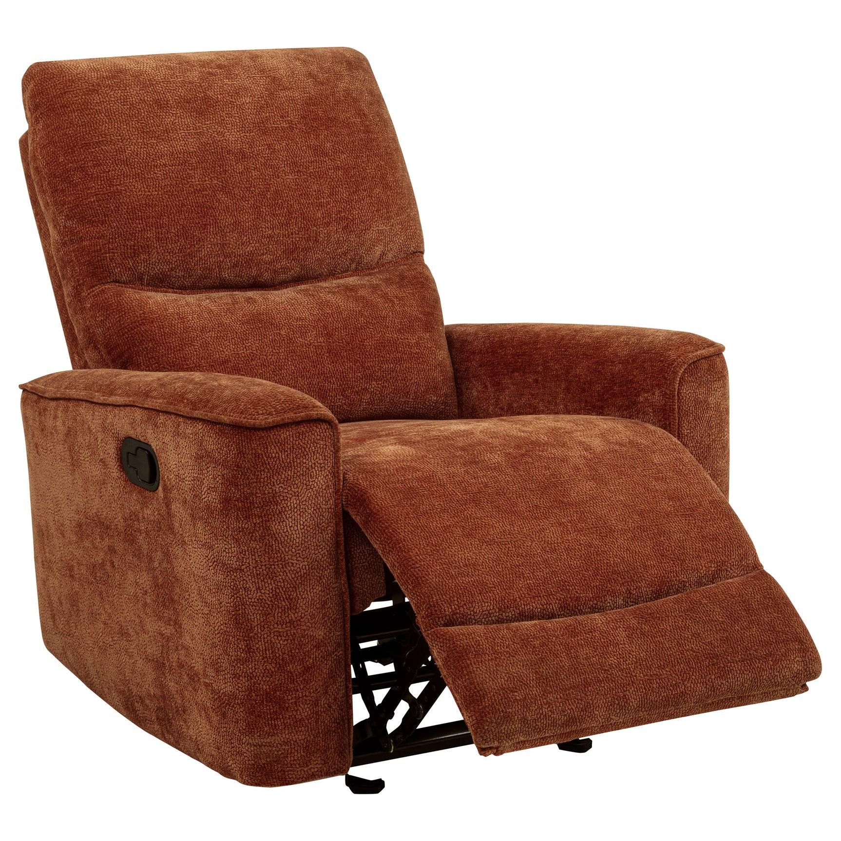 Navarro Burnt Orange Chenille Upholstered Glider Recliner - Ornate Home