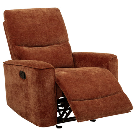Navarro Burnt Orange Chenille Upholstered Glider Recliner - Ornate Home