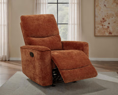 Navarro Burnt Orange Chenille Upholstered Glider Recliner - Ornate Home