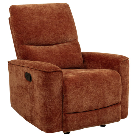 Navarro Burnt Orange Chenille Upholstered Glider Recliner - Ornate Home