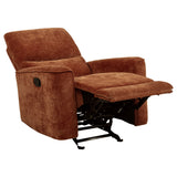 Navarro Burnt Orange Chenille Upholstered Glider Recliner - Ornate Home