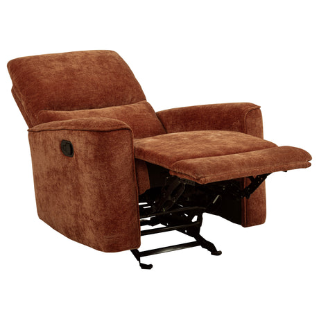 Navarro Burnt Orange Chenille Upholstered Glider Recliner - Ornate Home