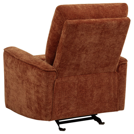 Navarro Burnt Orange Chenille Upholstered Glider Recliner - Ornate Home
