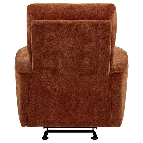 Navarro Burnt Orange Chenille Upholstered Glider Recliner - Ornate Home