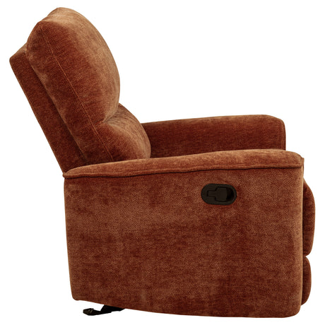 Navarro Burnt Orange Chenille Upholstered Glider Recliner - Ornate Home