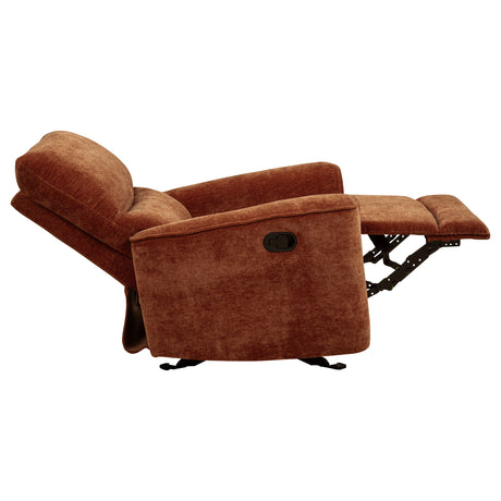 Navarro Burnt Orange Chenille Upholstered Glider Recliner - Ornate Home