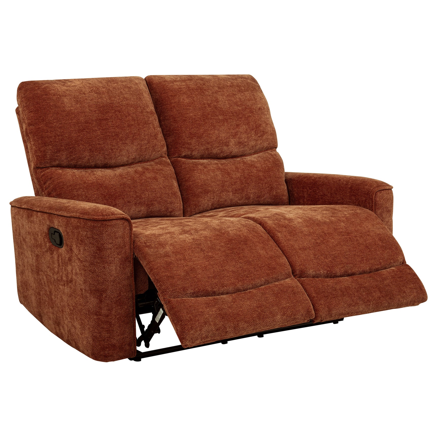 Navarro Burnt Orange Chenille Upholstered Reclining Loveseat - Ornate Home