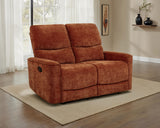 Navarro Burnt Orange Chenille Upholstered Reclining Loveseat - Ornate Home