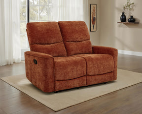 Navarro Burnt Orange Chenille Upholstered Reclining Loveseat - Ornate Home