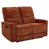 Navarro Burnt Orange Chenille Upholstered Reclining Loveseat - Ornate Home