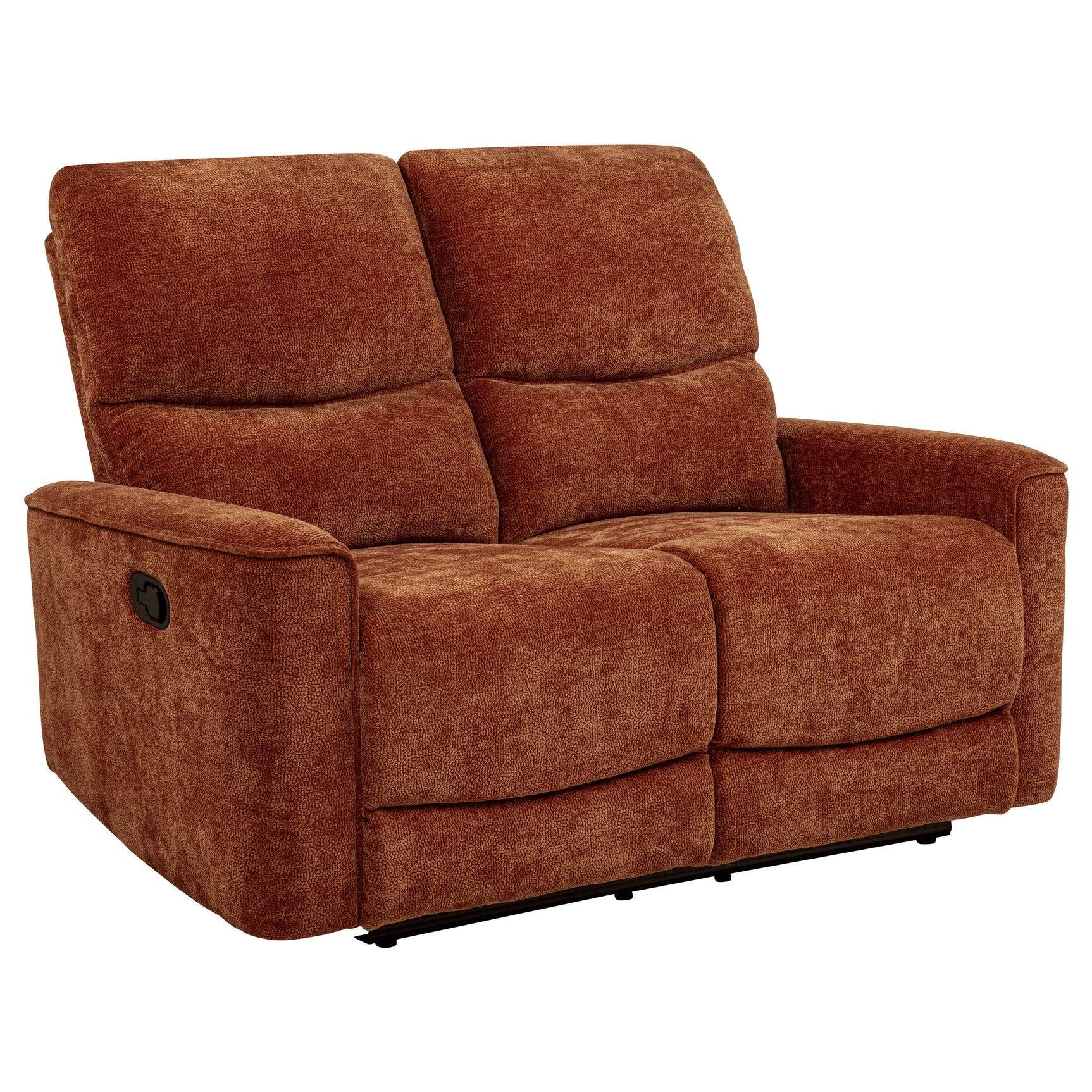 Navarro Burnt Orange Chenille Upholstered Reclining Loveseat - Ornate Home