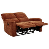 Navarro Burnt Orange Chenille Upholstered Reclining Loveseat - Ornate Home