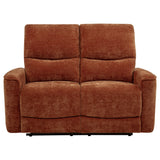 Navarro Burnt Orange Chenille Upholstered Reclining Loveseat - Ornate Home