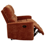 Navarro Burnt Orange Chenille Upholstered Reclining Loveseat - Ornate Home