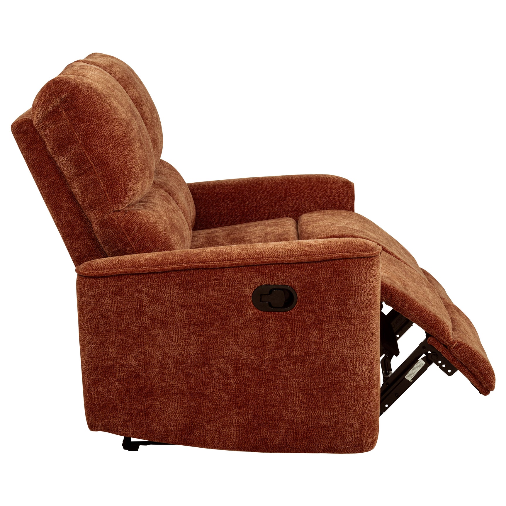 Navarro Burnt Orange Chenille Upholstered Reclining Loveseat - Ornate Home