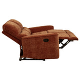 Navarro Burnt Orange Chenille Upholstered Reclining Loveseat - Ornate Home