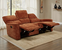 Navarro Burnt Orange Chenille Upholstered Reclining Sofa - Ornate Home
