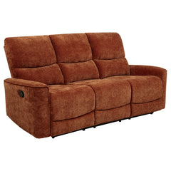 Navarro Burnt Orange Chenille Upholstered Reclining Sofa - Ornate Home
