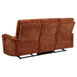 Navarro Burnt Orange Chenille Upholstered Reclining Sofa - Ornate Home