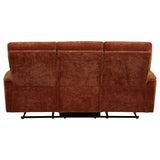 Navarro Burnt Orange Chenille Upholstered Reclining Sofa - Ornate Home