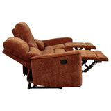 Navarro Burnt Orange Chenille Upholstered Reclining Sofa - Ornate Home