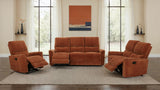 Navarro Burnt Orange Chenille Upholstered Reclining Sofa - Ornate Home