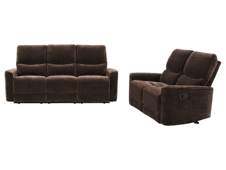 Navarro Dark Brown 2-piece Upholstered Reclining Sofa Set - Ornate Home