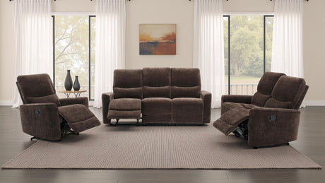 Navarro Dark Brown 3-piece Upholstered Reclining Sofa Set - Ornate Home