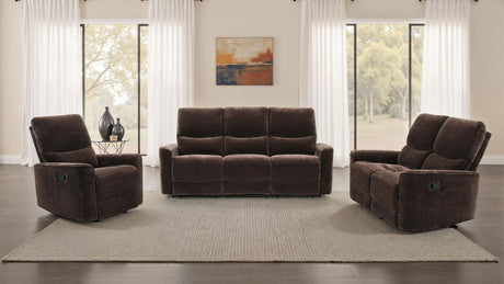 Navarro Dark Brown 3-piece Upholstered Reclining Sofa Set - Ornate Home