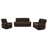Navarro Dark Brown 3-piece Upholstered Reclining Sofa Set - Ornate Home