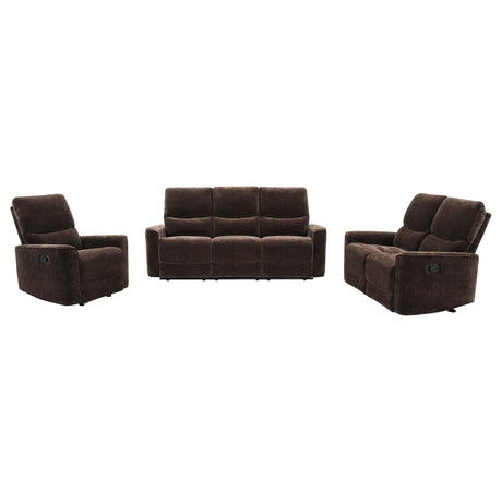 Navarro Dark Brown 3-piece Upholstered Reclining Sofa Set - Ornate Home