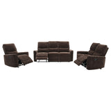 Navarro Dark Brown 3-piece Upholstered Reclining Sofa Set - Ornate Home