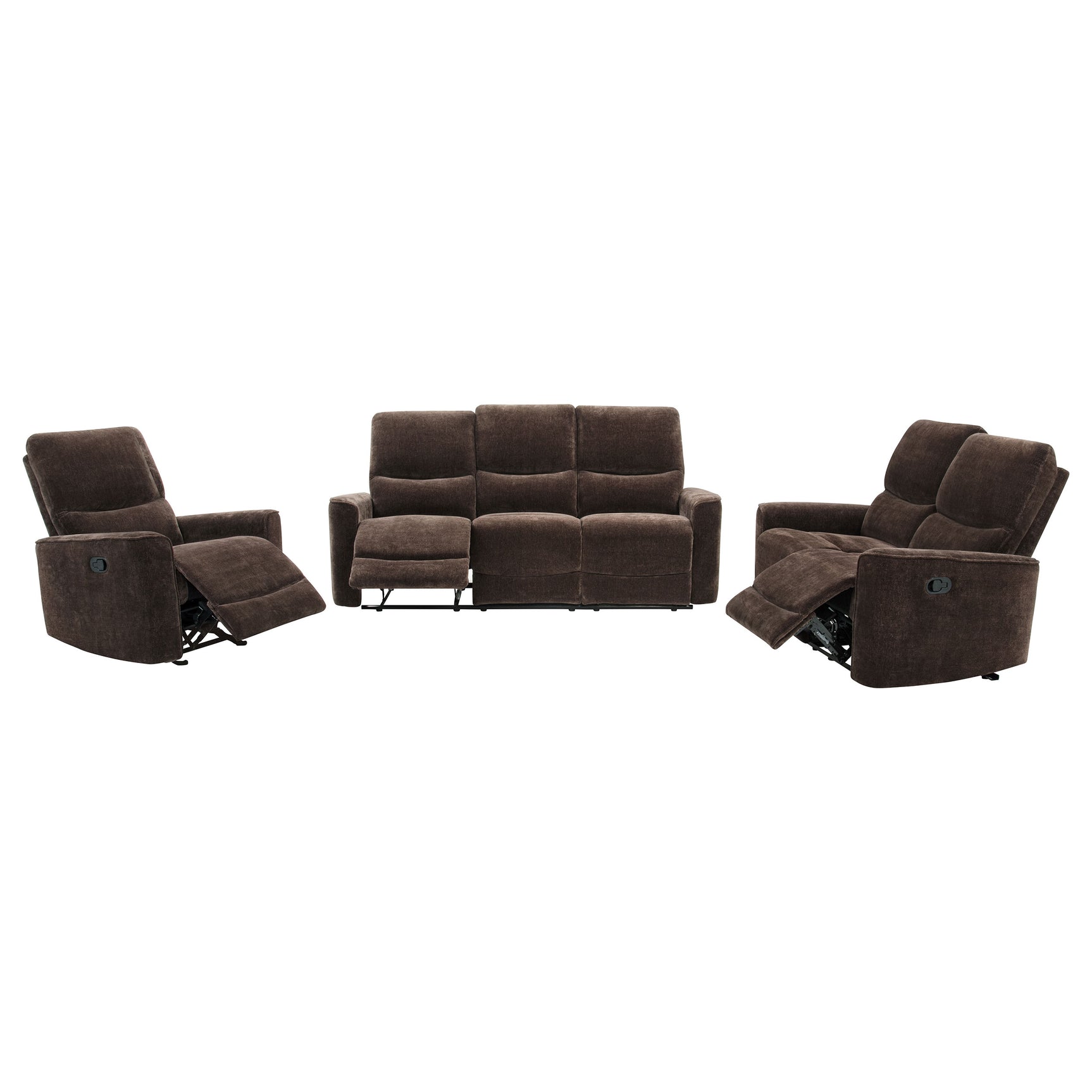 Navarro Dark Brown 3-piece Upholstered Reclining Sofa Set - Ornate Home