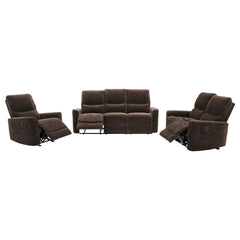 Navarro Dark Brown 3-piece Upholstered Reclining Sofa Set - Ornate Home