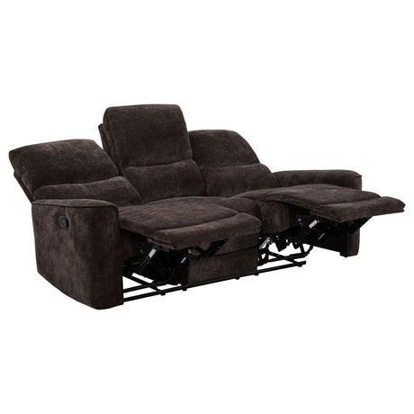 Navarro Dark Brown 3-piece Upholstered Reclining Sofa Set - Ornate Home