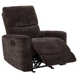 Navarro Dark Brown Chenille Upholstered Glider Recliner - Ornate Home