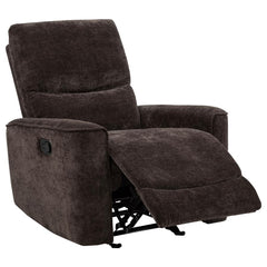 Navarro Dark Brown Chenille Upholstered Glider Recliner - Ornate Home