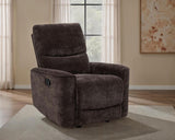 Navarro Dark Brown Chenille Upholstered Glider Recliner - Ornate Home