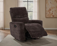 Navarro Dark Brown Chenille Upholstered Glider Recliner - Ornate Home