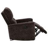 Navarro Dark Brown Chenille Upholstered Glider Recliner - Ornate Home