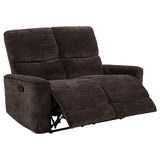Navarro Dark Brown Chenille Upholstered Reclining Loveseat - Ornate Home