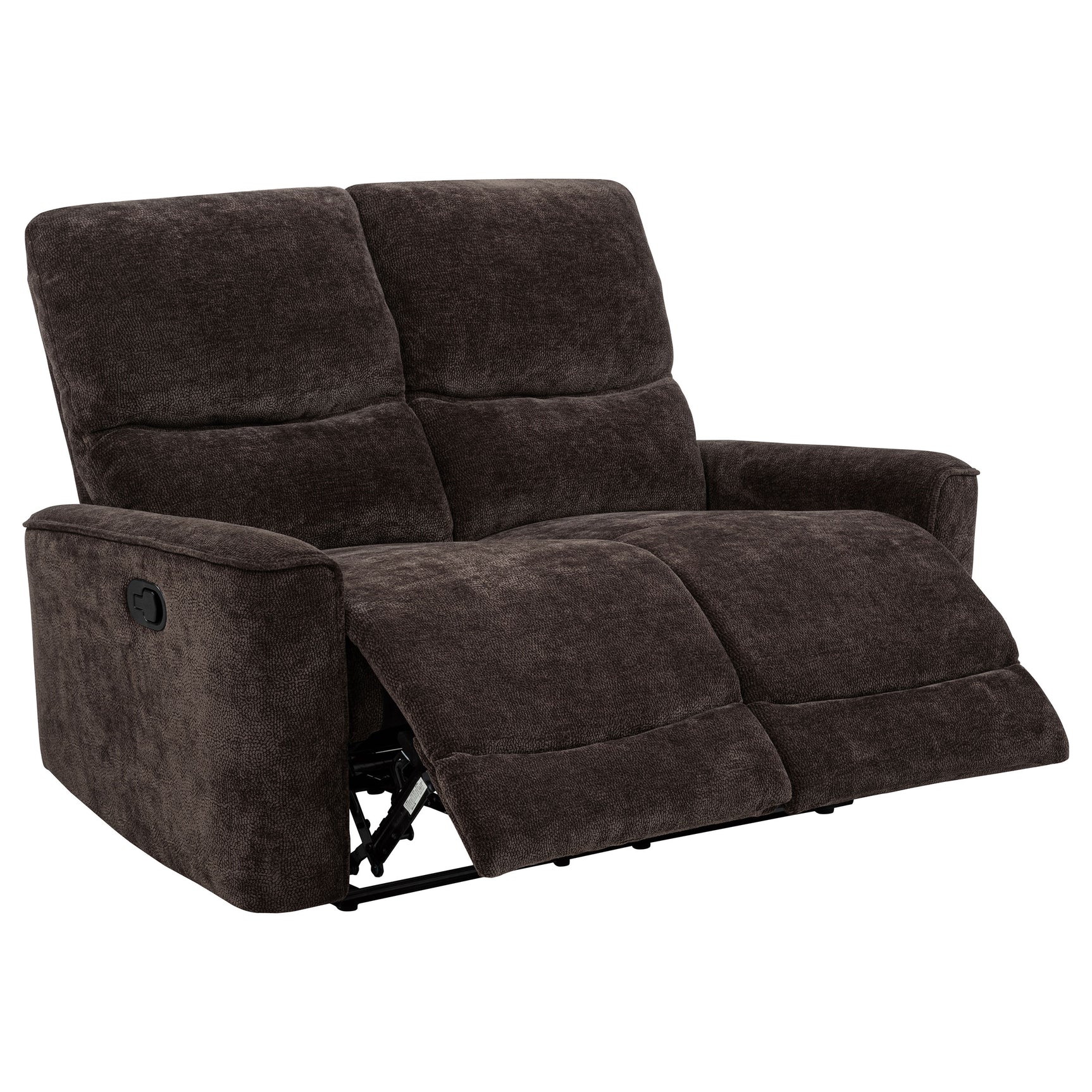 Navarro Dark Brown Chenille Upholstered Reclining Loveseat - Ornate Home